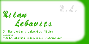 milan lebovits business card